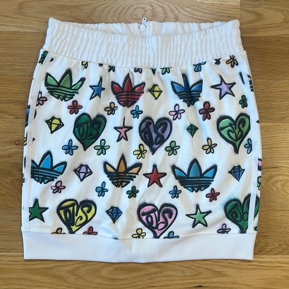 Jeremy Scott Adidas White Monogram Skirt Size Small - Picture 2 of 10